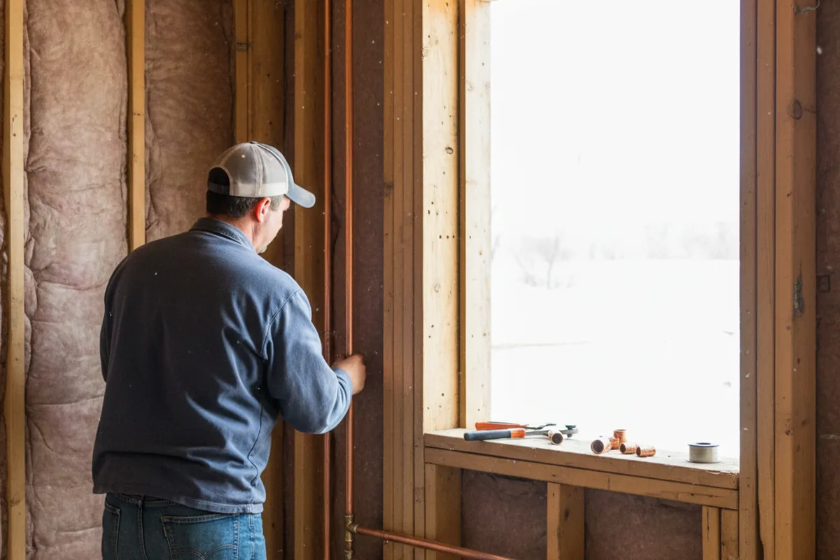 Licensed plumber running new copper supply lines in a North Richland Hills home