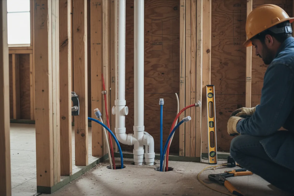 Drain and supply rough-in during Toilet Repair and Installation in North Richland Hills